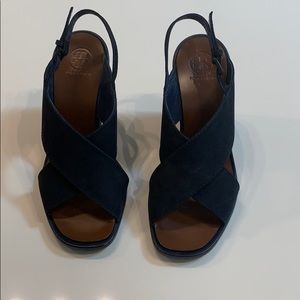 Tory Burch navy blue wedges